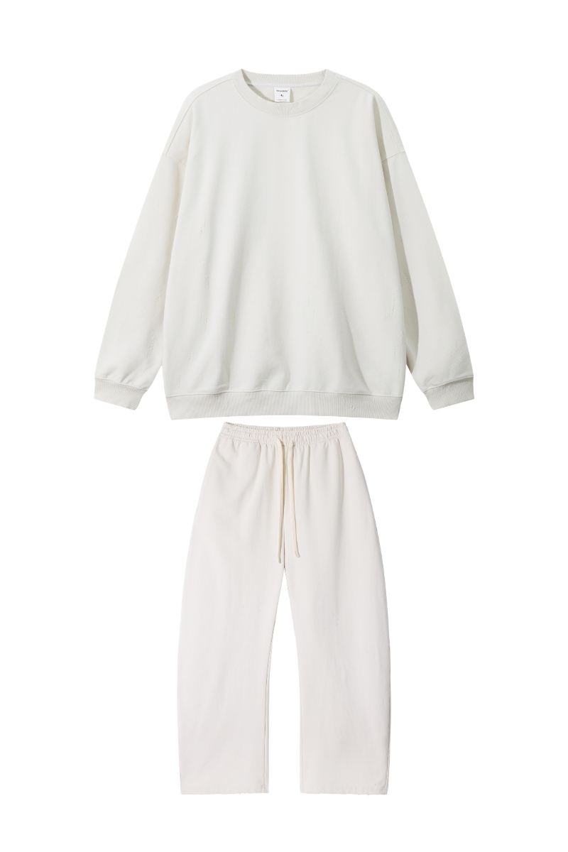 Women Fall Clothing Washed Pullover Wide Leg Sweatpants Set