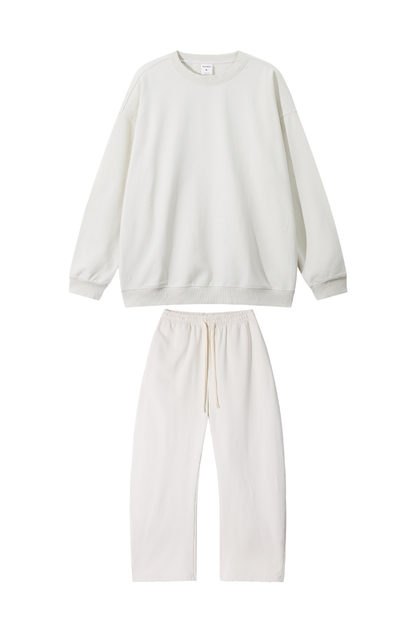 Women Fall Clothing Washed Pullover Wide Leg Sweatpants Set