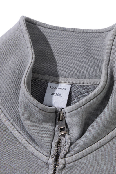 Unisex Fall Clothing Washed Raw Edge Zip Sweatshirt Jacket