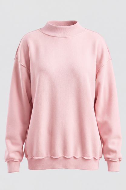 Unisex Fall Clothing Mock-Neck Drop-Shoulder Sweatshirt
