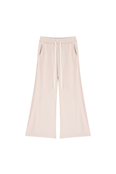 Women Fall 400G Cotton Washed Drawstring Flare Sweatpants