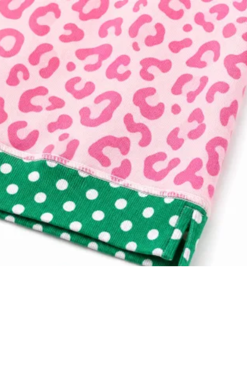 Women Spring Leopard Polka Dot Loose Fit Sweatshirt