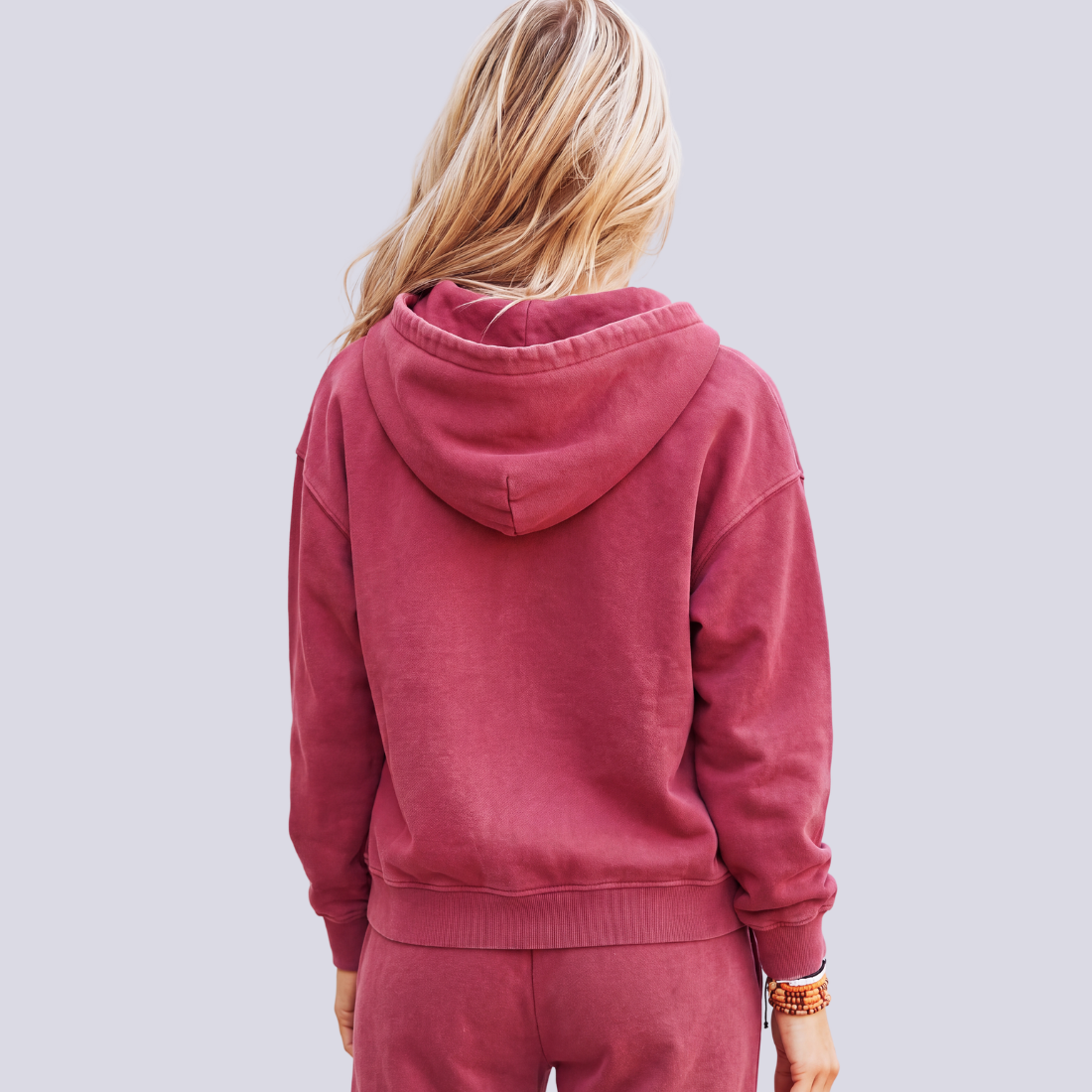 Women Fall Clothing Snow Wash Brushed Fleece Zip Hoodie