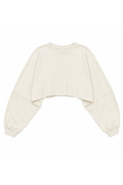 Women Spring Lightweight Cropped Batwing Long Sleeve Top