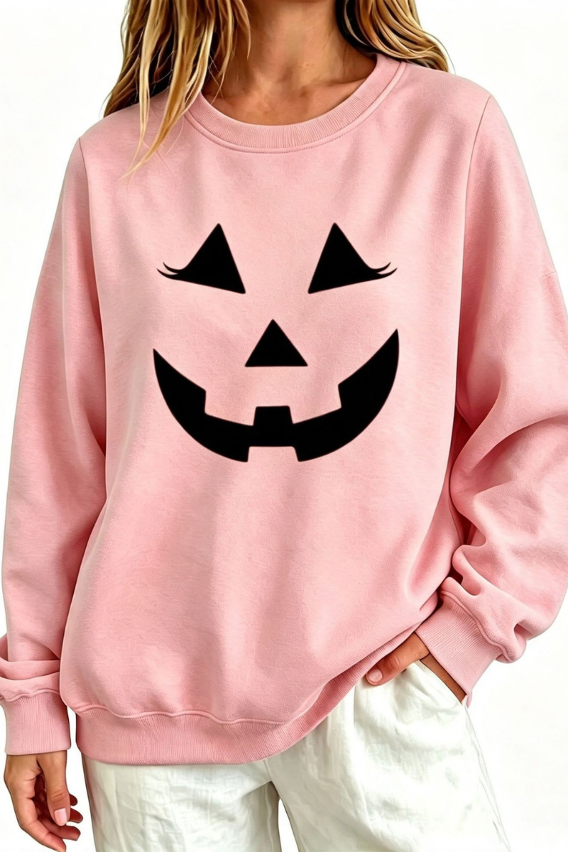 Women Fall Clothing Halloween Pumpkin Face Sweatshirt
