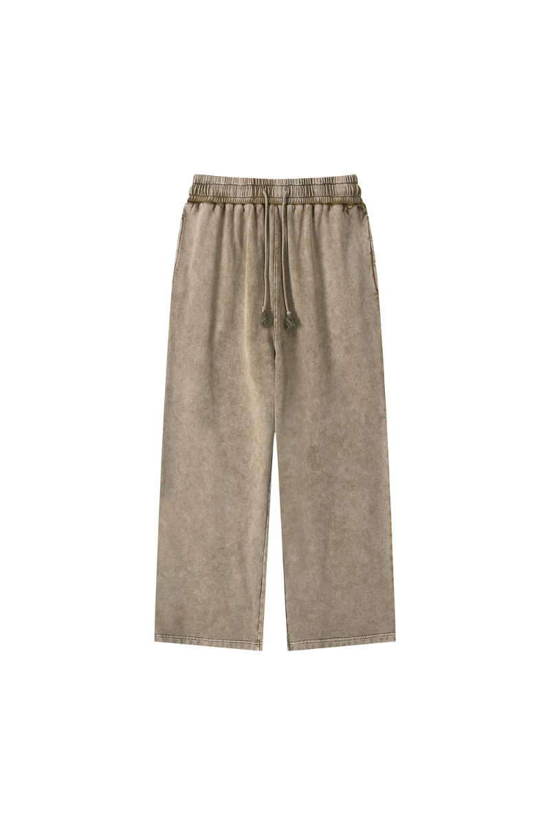 Men All Season Vintage Wax Washed Straight Sweatpants
