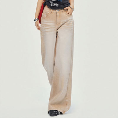 Women's Spring Khaki Gradient Washed Denim Jeans
