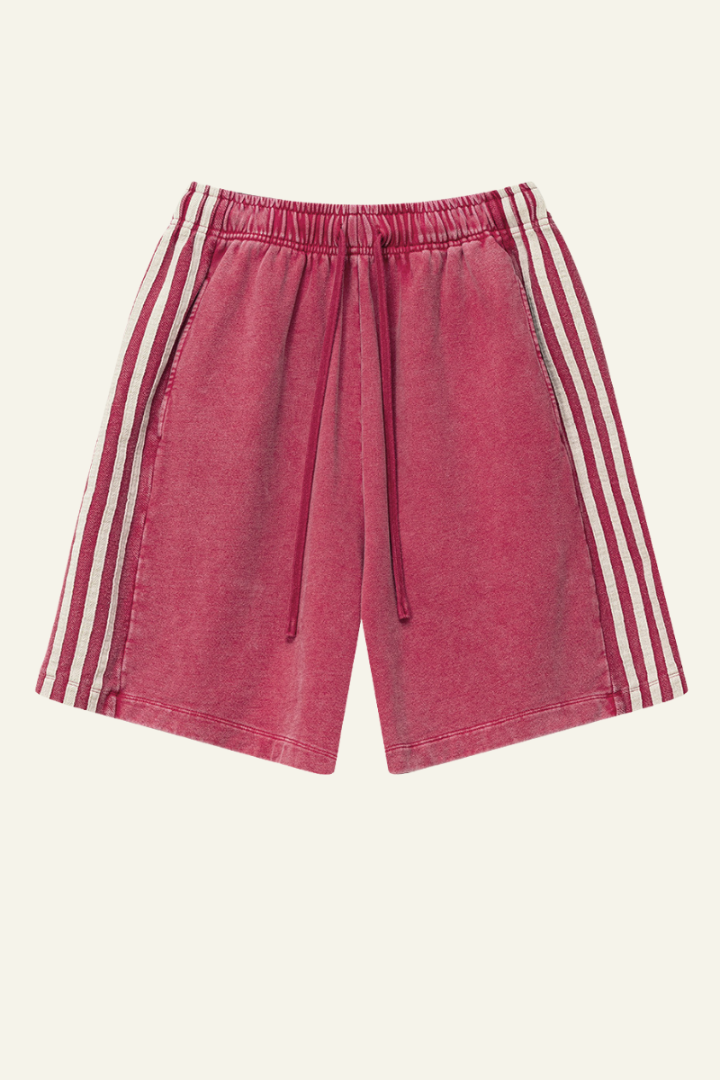 Men's Cotton Streetwear Washed Three side stripes Shorts