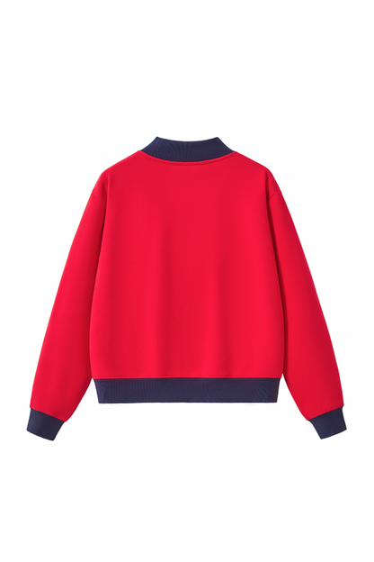 Unisex Fall Winter Colorblock Cross-Neck Cropped Sweatshirt