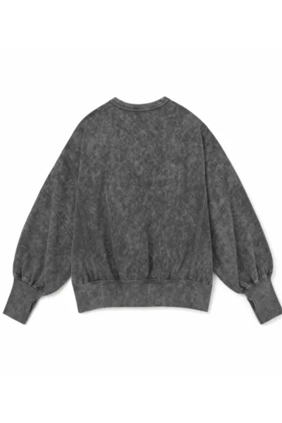 Women Fall Clothing Washed Loose Crew Neck Sweatshirt