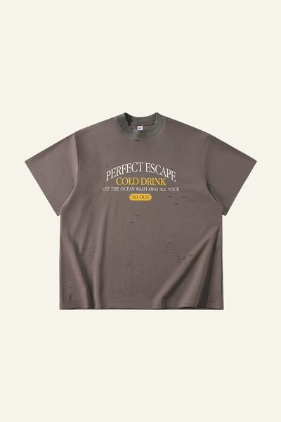 Mne's Streetwear Vintage  Distressed T-shirt