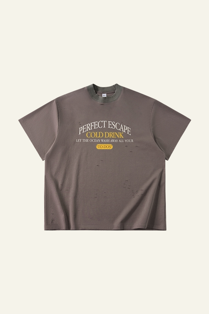 Mne's Streetwear Vintage  Distressed T-shirt