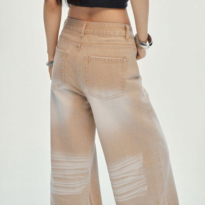 Women's Spring Khaki Gradient Washed Denim Jeans
