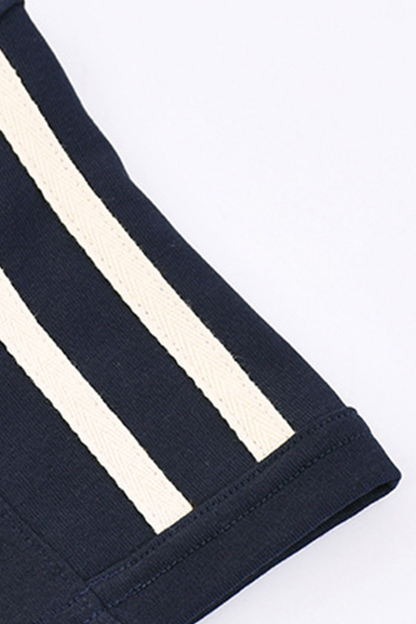 Women Summer Side Stripe Cropped Short Sleeve T Shirt