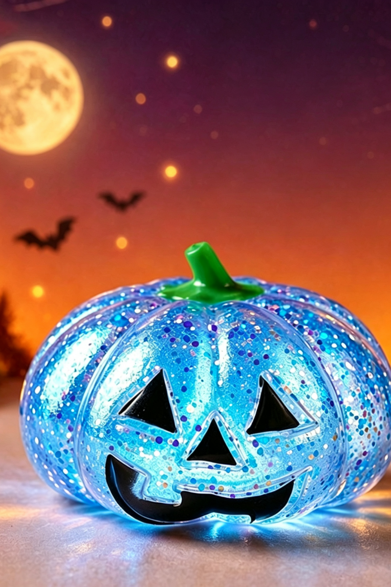 Unisex Fall Halloween Glitter Pumpkin Squishy Fidget Toy