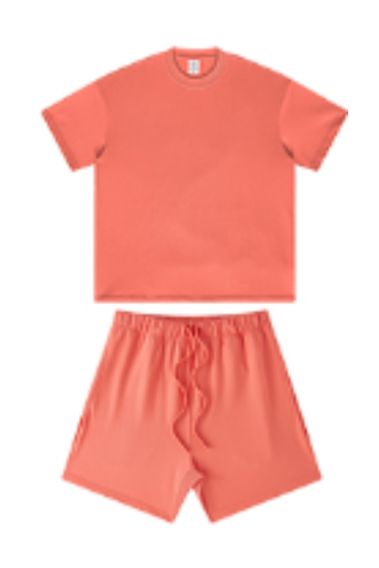 Men's Summer Heavy Solid Outdoor Street Tee & Shorts Set