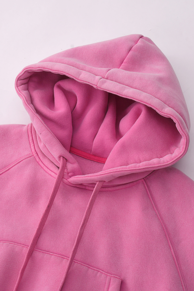 Women Fall Clothing Fleece Lined Washed Cropped Hoodie