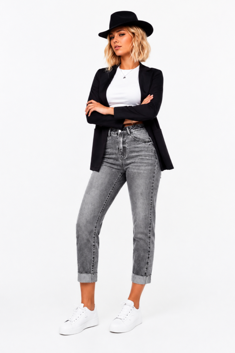 Women's High Waist Stretch slim Straight Leg Jeans