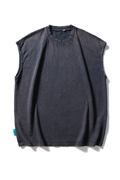 Unisex Heavy Washed Retro Crewneck Oversized Reflective Tank