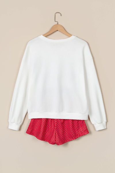 Women's Christmas Letter Print Fleece Shorts Loungewear Set