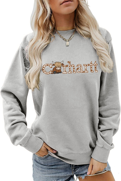 Women Winter Christmas Highland Cow Graphic Sweatshirt