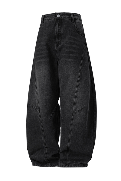 Men's Fall Curved Washed Structural Retro Straight Jeans
