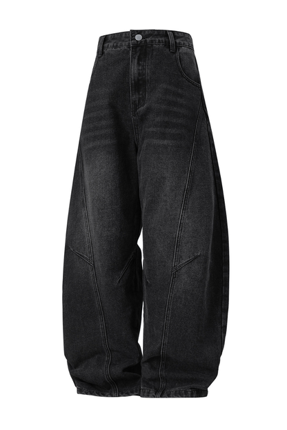 Men's Fall Curved Washed Structural Retro Straight Jeans