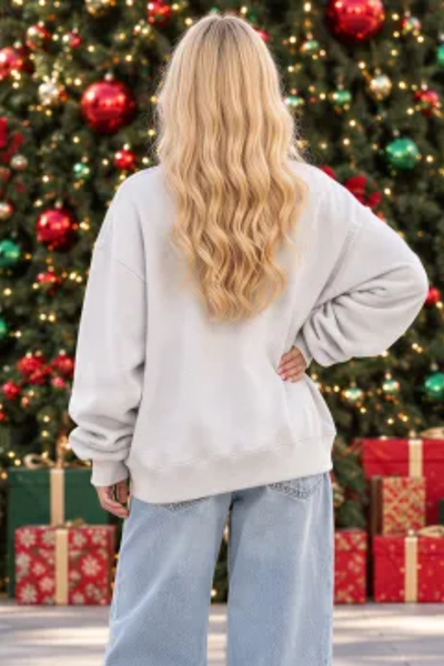 Women's Fall Christmas Embroidered Mock Neck Sweatshirt