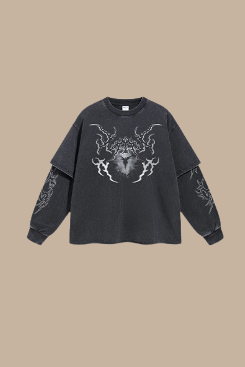 Men's Cotton Retro Faux Two-piece Pullover