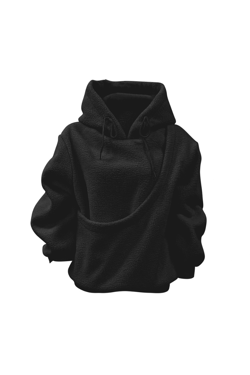 Women Fall Clothing Alpaca Fleece Pet Pocket Hoodie