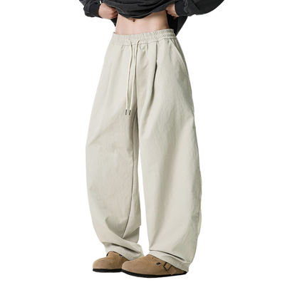 Men's Spring Pleated Loose Curved Wide Solid Pants