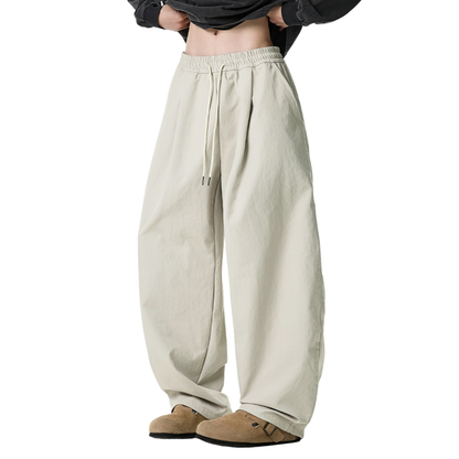 Men's Spring Pleated Loose Curved Wide Solid Pants