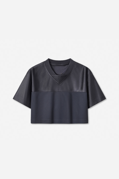 Women's Summer Y2K V-Neck Cutout Crop Patchwork Tee