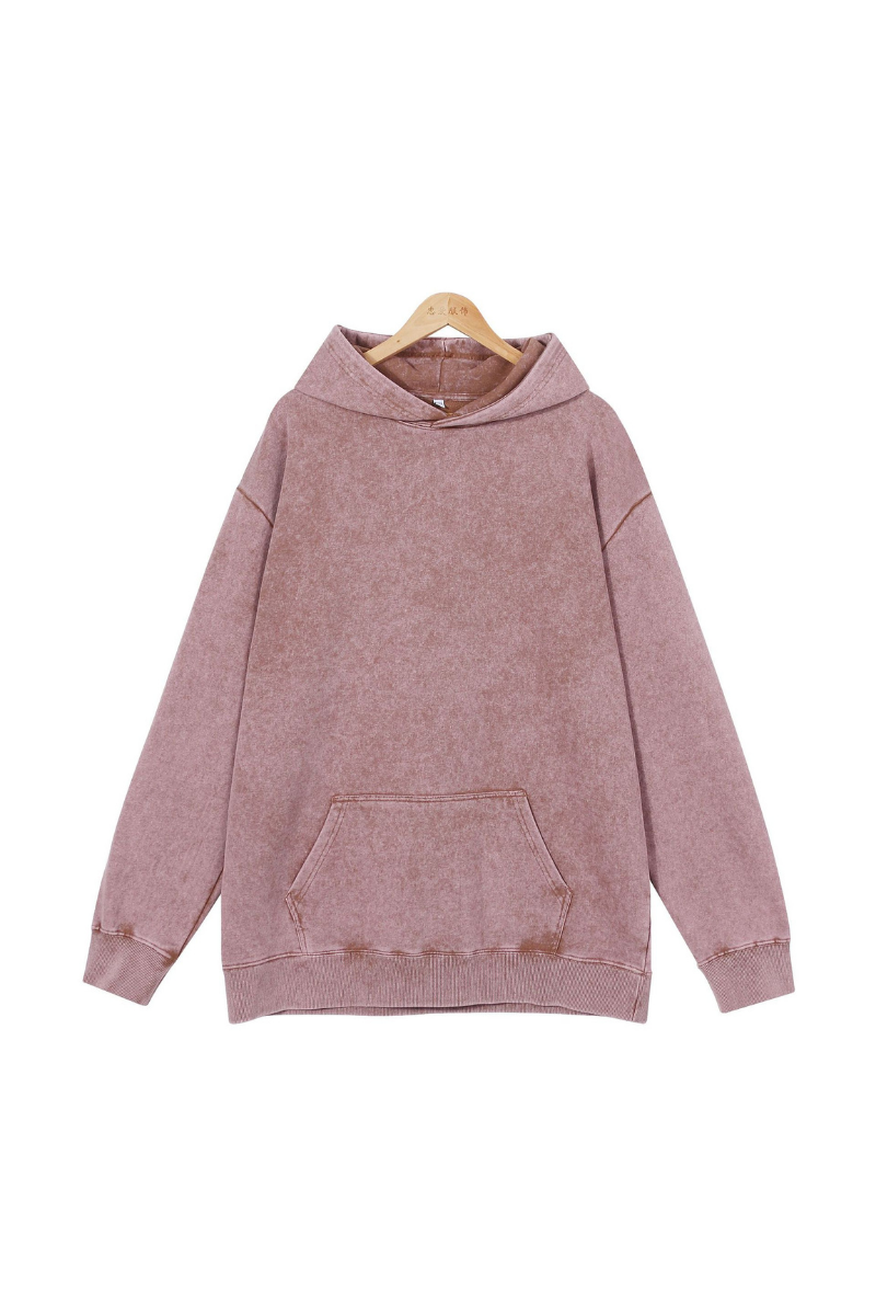Women Fall 400G Washed Vintage Loopback Pullover Hoodie