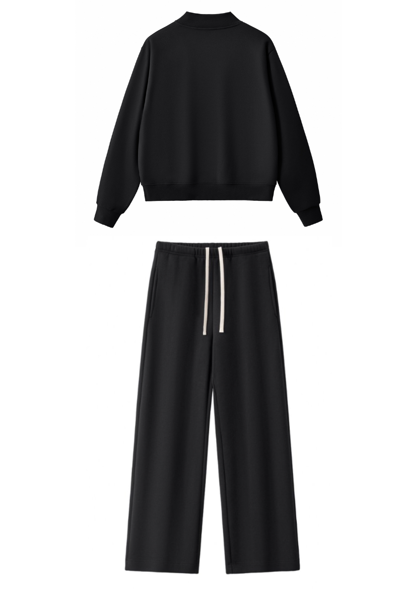 Women Fall Mock Neck Sweatshirt Wide Leg Pants Set