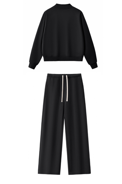 Women Fall Clothing Mock Neck Sweatshirt Wide Leg Pants Set