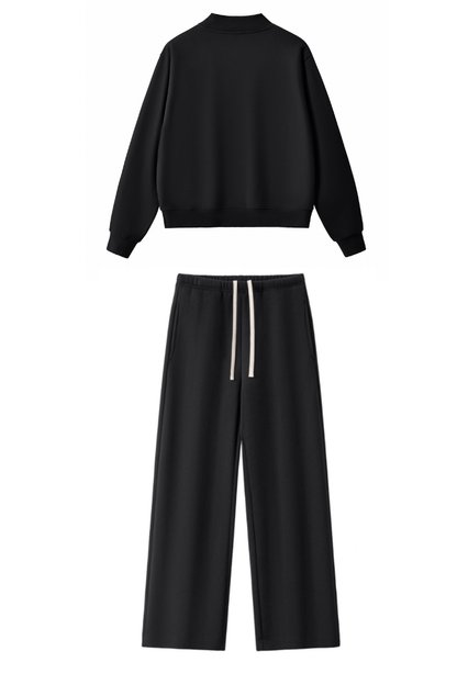Women Fall Mock Neck Sweatshirt Wide Leg Pants Set