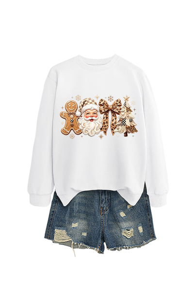 Unisex Fall Clothing Christmas Santa Bow Sweatshirt