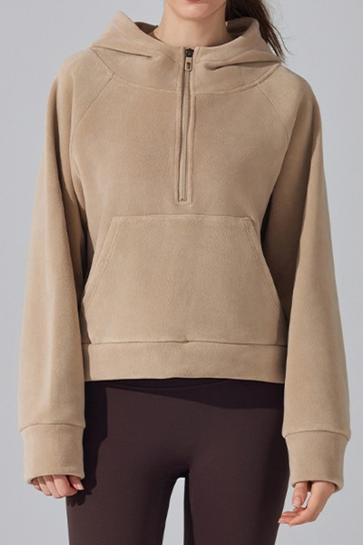 Women Fall Clothing Warm Cozy Oat Fleece Half-Zip Hoodie