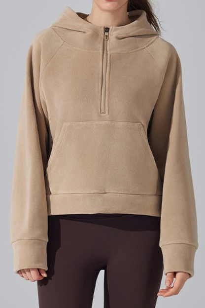Women Fall Clothing Warm Cozy Oat Fleece Half-Zip Hoodie