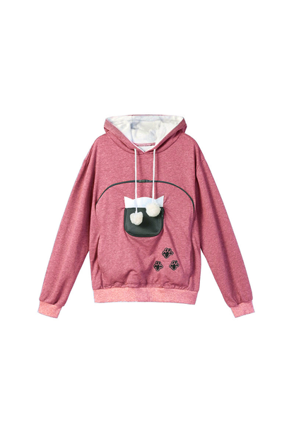 Unisex All Season Cat-Ear Drawstring Pet Pocket Hoodie