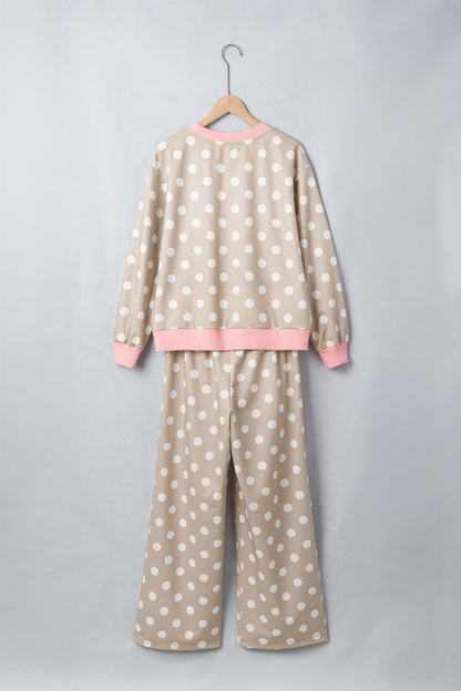 Women's Fall Polka Dot Colorblock Multi-Pocket 2 Piece Set