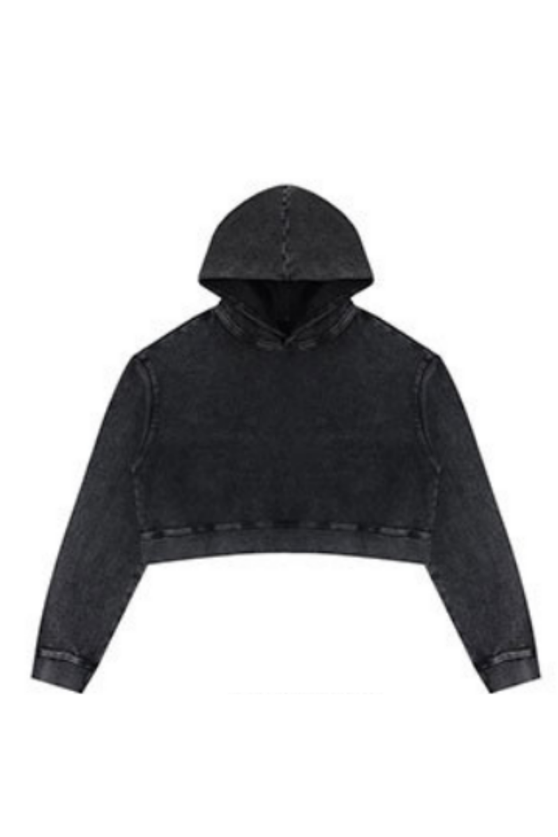 Women Fall 400G Heavyweight Cotton Cropped Hoodie