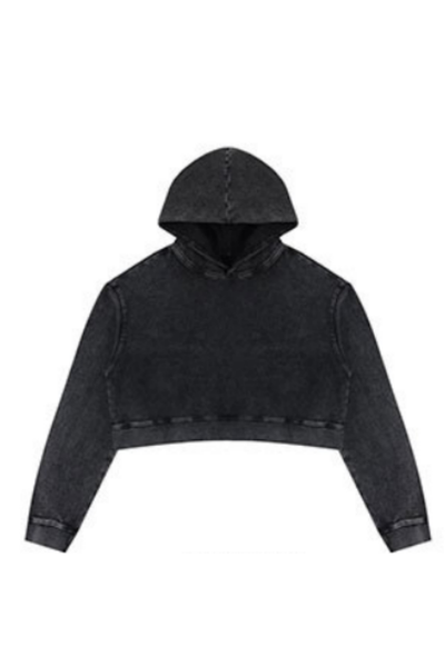 Women Fall 400G Heavyweight Cotton Cropped Hoodie