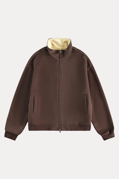 Unisex American Retro Stand Collar Zip Loose Hoodie Cleanfit