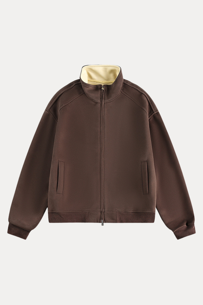 Unisex American Retro Stand Collar Zip Loose Hoodie Cleanfit