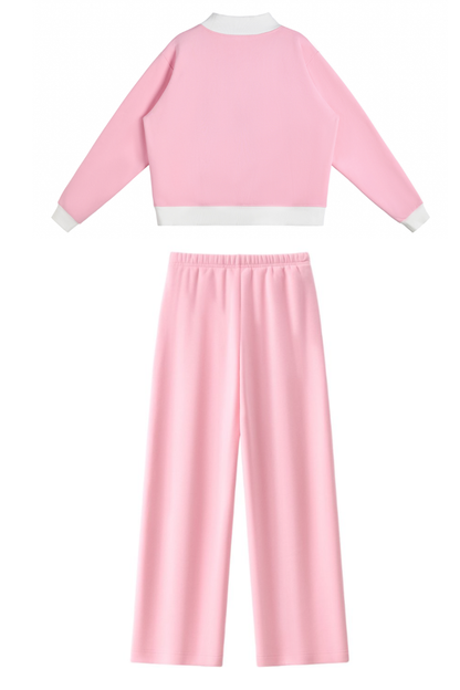 Women Fall Mock Neck Sweatshirt Wide Leg Pants Set