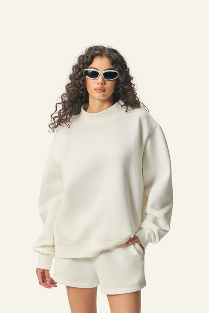 Women's Streetwear Stand-Collar Solid Mock Neck Sweatshirt