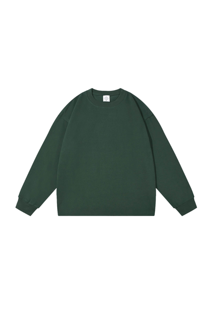 Unisex Vintage Raw Hem Loose Drop Shoulder Long Sleeve Tee