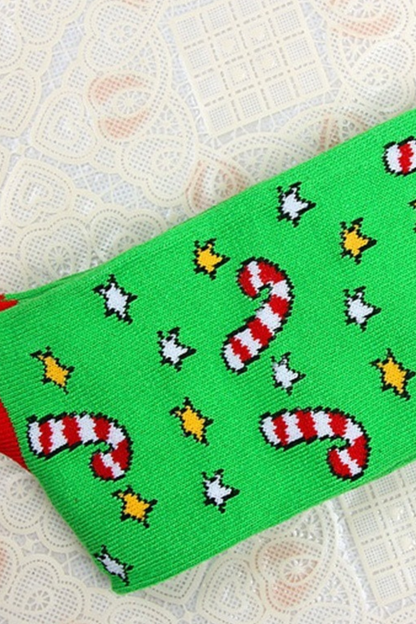 Women's Christmas Cotton Crew Socks Santa Elk Snowman Socks